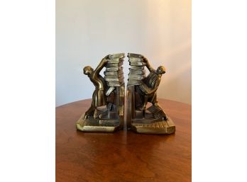 Vintage Brass Whimsical Colonial Librarian Book Ends