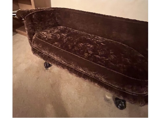 VINTAGE Crushed Velvet Chaise With Claw Feet
