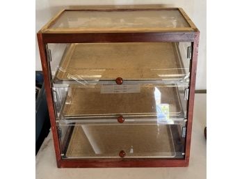 Wood & Glass Display Case With Removable Trays