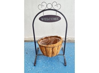 'Welcome' Planter Basket Stand
