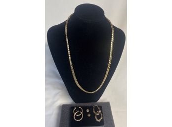 Gold Tone Necklace & Earrings From Monet