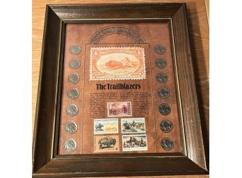 Framed Coin & Stamp Collection - The Trailblazers - Buffalo Nickels