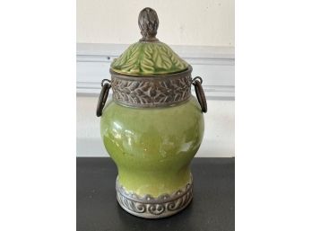 Decorative Green Jar Vase With Lid