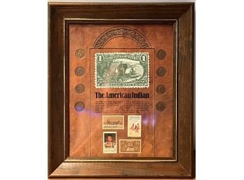 Framed Indian Head Cents & Stamp Collection - The American Indian