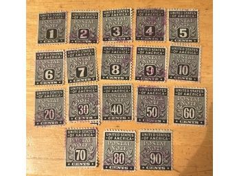 1945 - Postal Note Stamps (Complete Set Of 18)