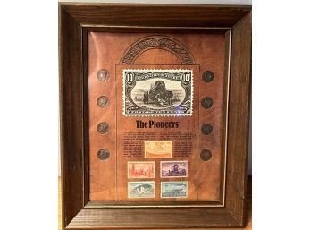 Framed Mercury Dime & Stamp Collection  - The Pioneers