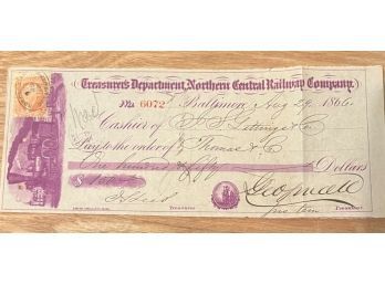 (1866) Treasurers Department Northern Central Railway Company Promissory Note