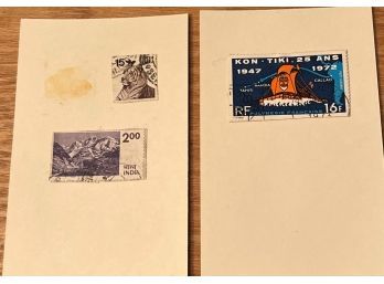 Lot Of 2 Cards With Indian & French Polynesia Stamps