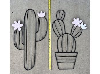 2 Wrought Iron Cacti Decorations