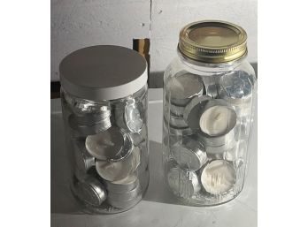 Lot Of 2 Mason Jars Filled With Tea Candles