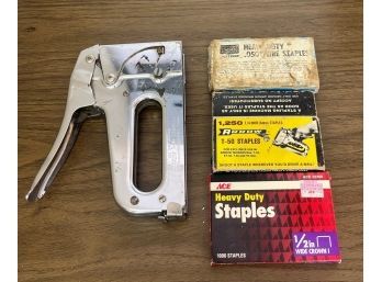Staple Gun And Staples In Vintage Metal Tool Box