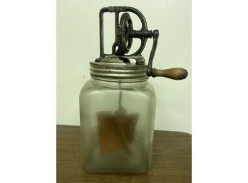 Vintage Glass Jar Butter Churner
