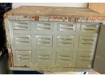 Custom Built Wooden 24 Drawer Cabinet With Contents