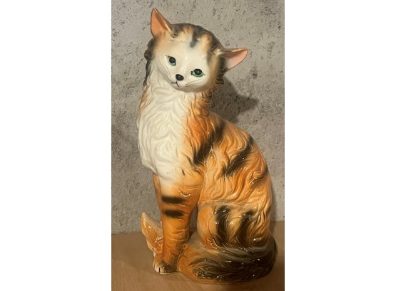 Vintage Japan Orange Striped Ginger Tabby Ceramic Cat Statue