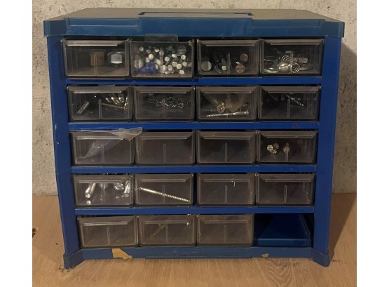 20 Small Drawer Hardware Cabinet With Contents (Missing One Drawer)