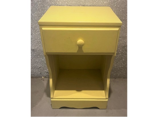 Yellow Wooden End Table With Drawer