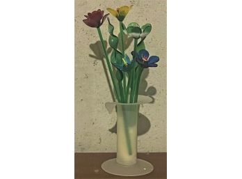 Glass Flowers & Vase - New In Box