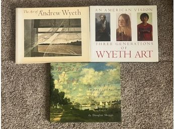 2 Hardcover Books On The Art Of Andrew Wyeth Plus Bonus Book On Monet