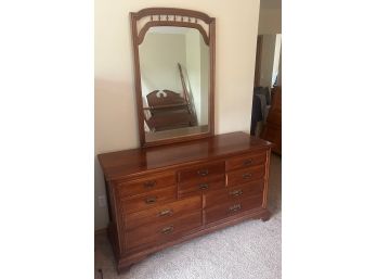 Wood 10 Drawer Dresser With Attachable Mirror