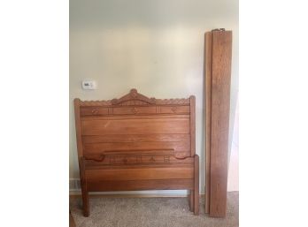 Vintage Chestnut Wooden Headboard, Footboard And Rails