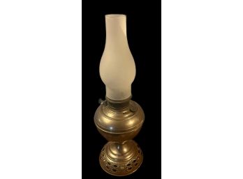 Vintage Metal Oil Lamp - Frosted Glass