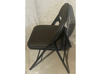 Lot Of 4 Folding Metal Chairs With Padded Cloth Seats