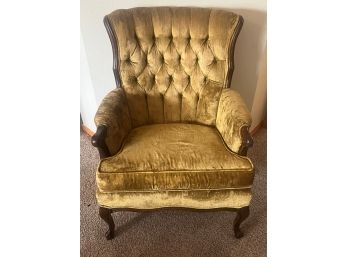 Plush Yellow Wingback Chair - Vintage