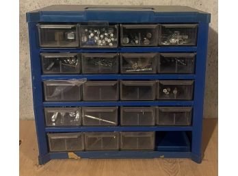 20 Small Drawer Hardware Cabinet With Contents (Missing One Drawer)