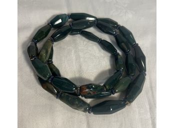 RARE! Vintage Moss Green Agate Rope Necklace (J1)