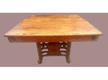 Vintage Expandable Oak Wood Table - With 2 Inserts