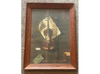 Violin Picture In Wood Frame