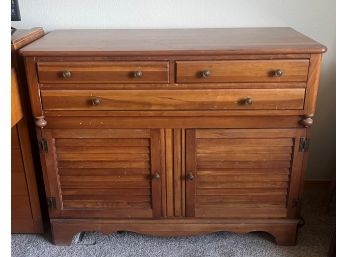 Vintage Wood Cabinet With 3 Drawers