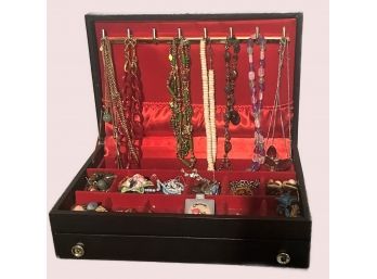 Jewelry Box With Costume Jewelry Contents