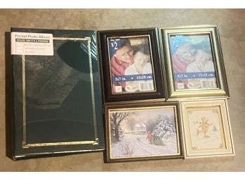 Photo Album And Lot Of 4 Small Picture Frames
