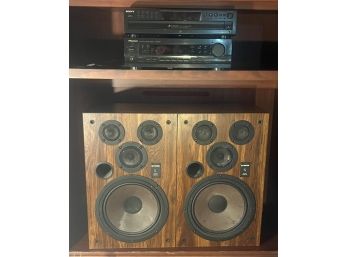 SONY 5 CD Changer & PIONEER Multichannel Receiver With 2 Large Fischer Speakers
