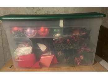 Christmas Tote With All Contents (Vintage Ornaments, Stockings, Decorations, Etc.)