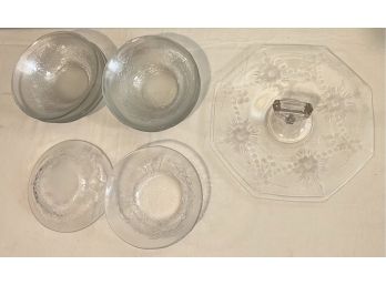 Vintage Glass Dishes - Sandwich Tray & Bowls