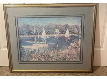 Large Sailboat Picture In Gold Frame