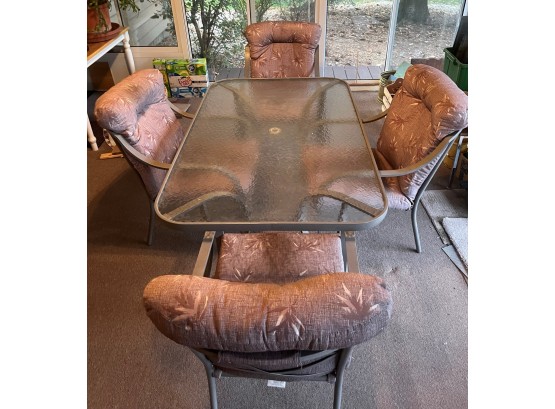Patio Table And 4 Chairs With Gliding Couch Chair