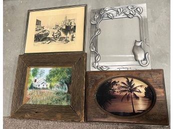 Lot Of 4 Frames (2 Wood & 2 Metal) With Bonus Lot Of 3 Small Frames