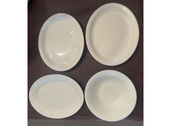 4 White Serving Dishes