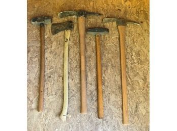 Lot Of 5 Tools (axe, Sledge Hammers , Pick Axe)