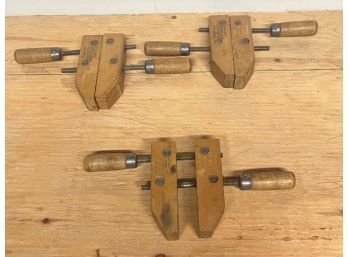 Vintage Wooden Clamps - Lot Of 3