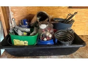 Lot Of Misc Items In Plastic Storage Tub