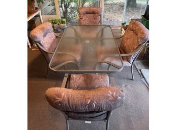 Patio Table And 4 Chairs With Gliding Couch Chair