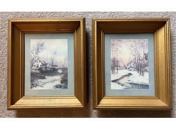 Pictures In Matching Beveled Gold Painted Wooden Frames