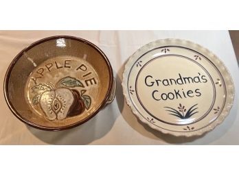 Vintage Ceramic Pie Dish & Cookie Plate