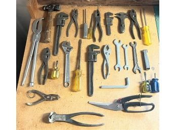 Lot Of 25 Tools In Metal Tool Box