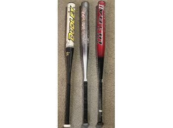 Lot Of 3 Softball Bats With Custom Made 2 Bat Carry Case