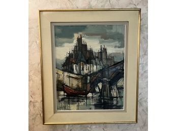 Large Painting In Gold Tone Frame